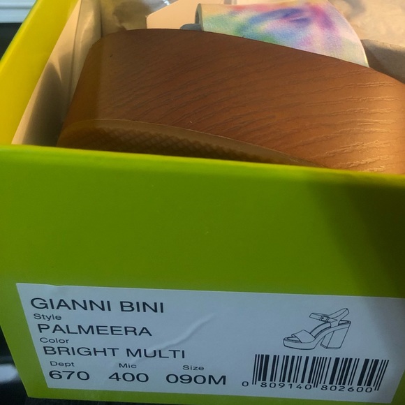 Gianni Bini NEW IN BOX Palmeera Platform Block Heel Sandals 🌈BRIGHT MULTI SZ 9 - Picture 6 of 6